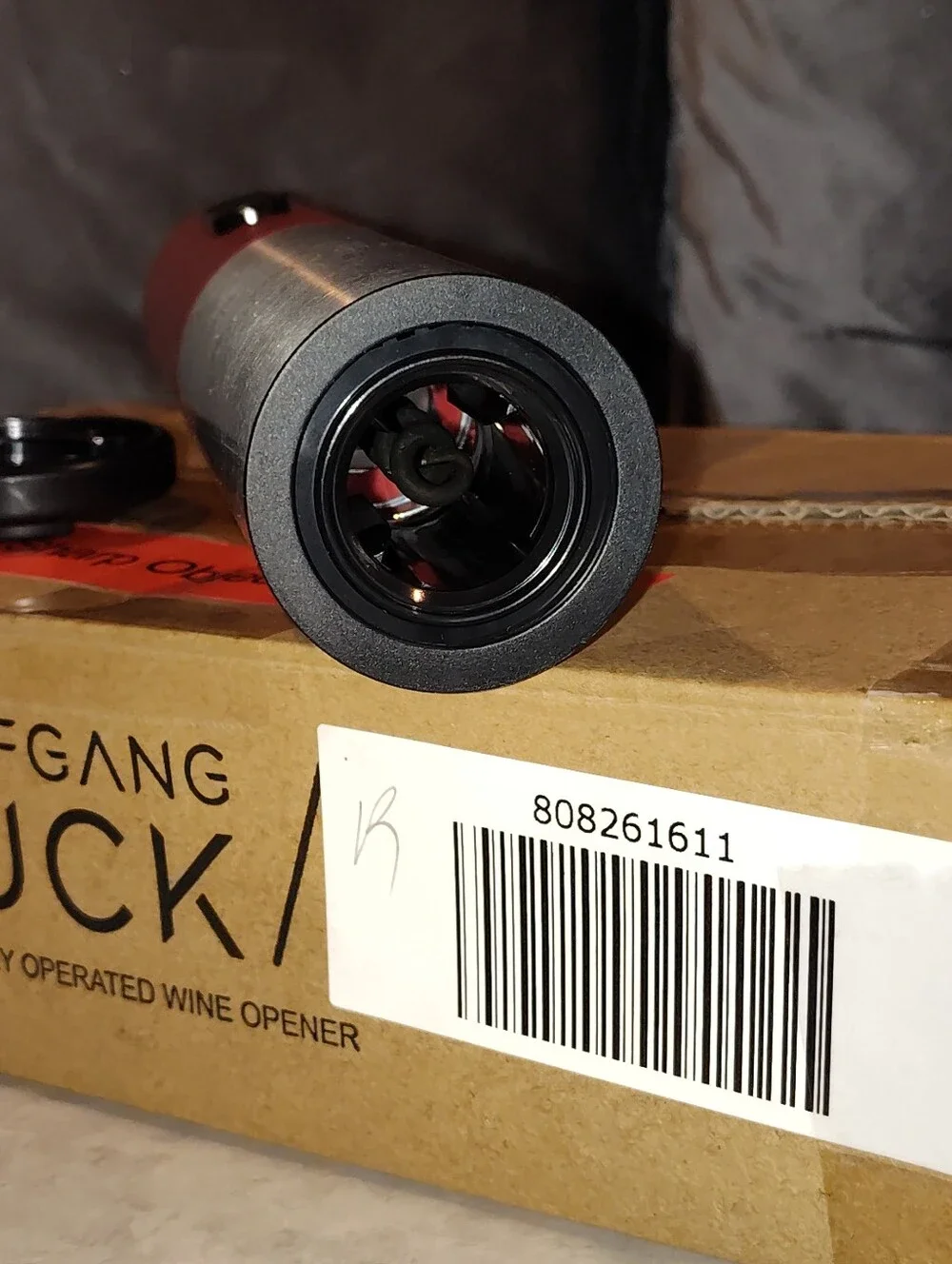 NEW WOLFGANG PUCK RED & STAINLESS STEEL ELECTRIC WINE BOTTLE CORK OPENER